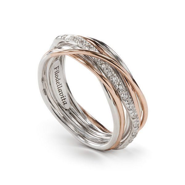FILODELLAVITA CLASSIC 7FILS ARGENT/OR ROSE ET DIAMANTS