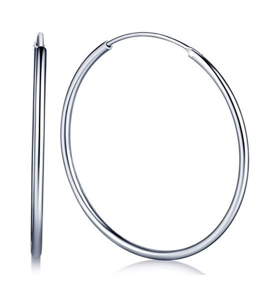 Créoles fil rond Argent rhodié diamètre 65mms