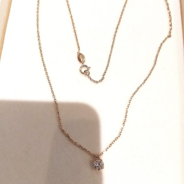 Collier Solitaire  Or Jaune 750 millièmes & Diamant – Image 4