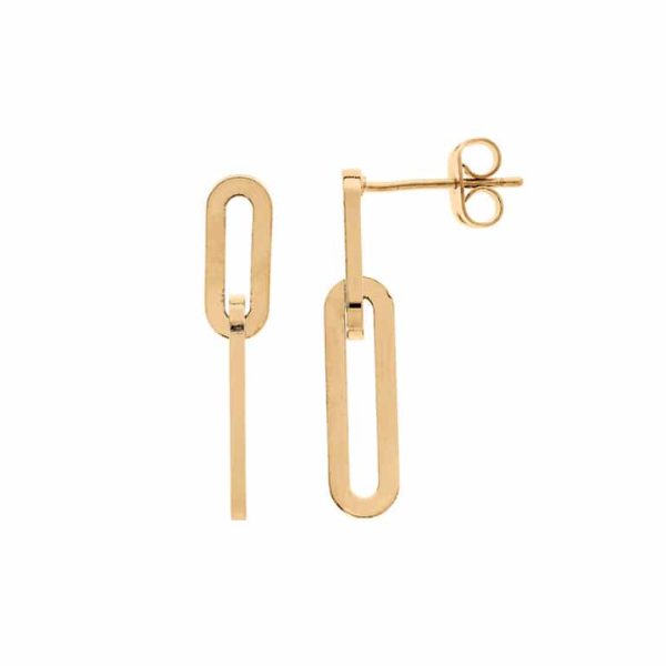 BOUCLES D'OREILLES TIGE PLAQUÉ OR 2 ELEMENTS RECTANGULAIRES