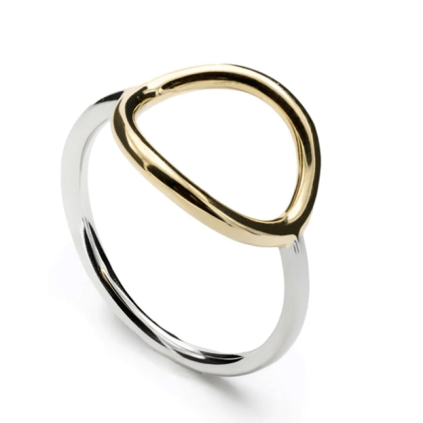Bagues en argent  avec motif circulaire en vermeil
