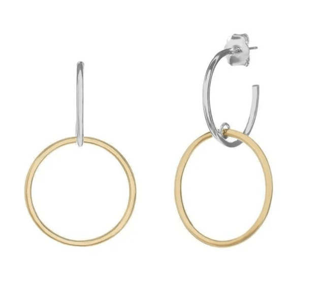 Boucles d’oreilles double cerceau bicolore Vermeil