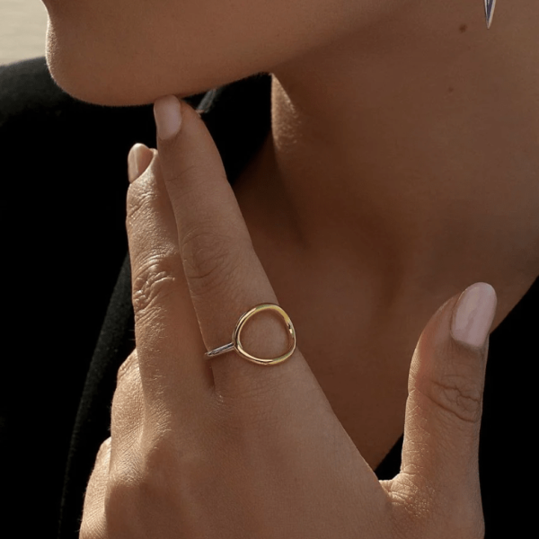 Bagues en argent  avec motif circulaire en vermeil – Image 3
