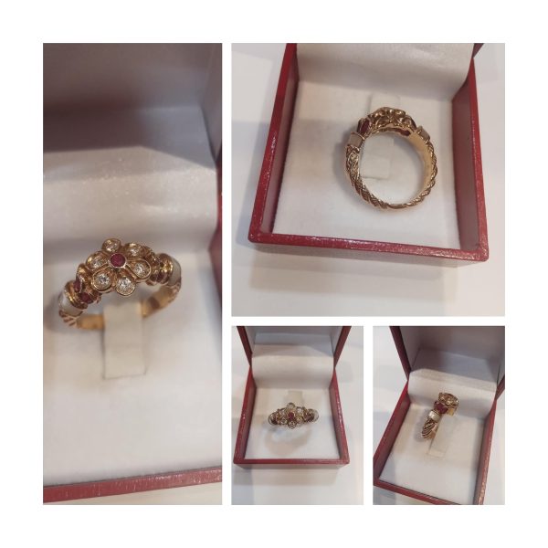 "La Romatique" Bague Fleur Rubis Diamants – Image 2