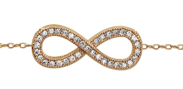 Bracelet plaqué or infini 18 cm + Bague – Image 2