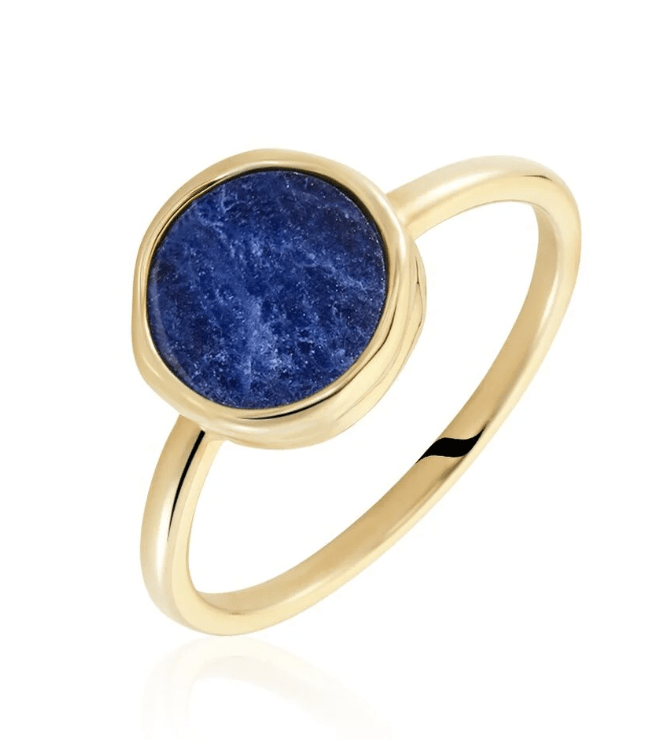 Bague forme ronde Sodalite Plaqué Or