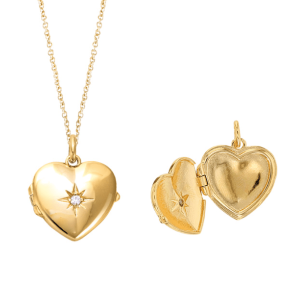 Pendentif cassolette coeur orné d'un oxyde de zirconium, Plaqué or