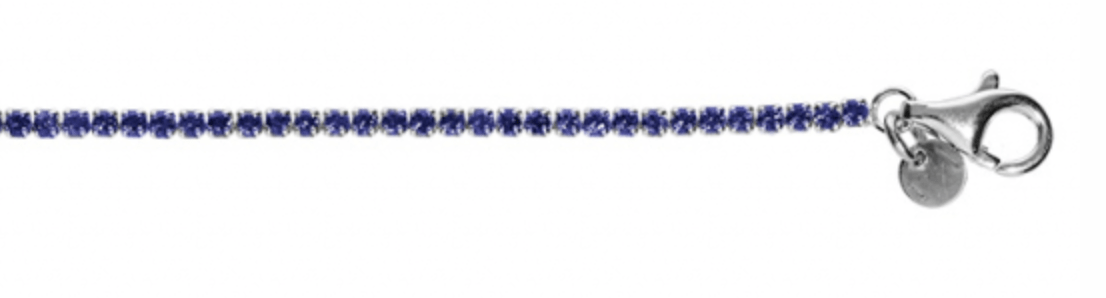 BRACELET ARGENT RHODIÉ RIVIERE OXYDES BLEU FONCÉ SERTIS DIAM 2.5MM 16+3CM