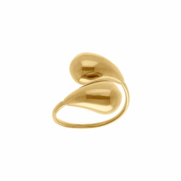 Bague or femme en forme de goutte en toi et moi – Image 2