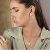Collier fleur dorée ornée d'un oxyde, argent 925/1000 doré – Image 2