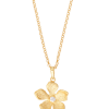 Collier fleur dorée ornée d'un oxyde, argent 925/1000 doré