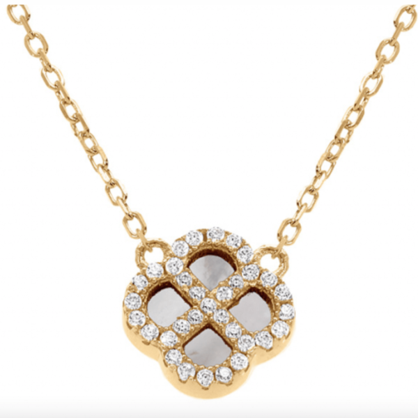 Collier Trèfle Nacre Et Oxydes de Zirconium