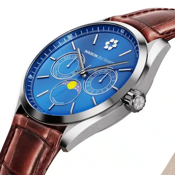 MTOmicron MoonPhase Bleu Cuir Marron – Image 2