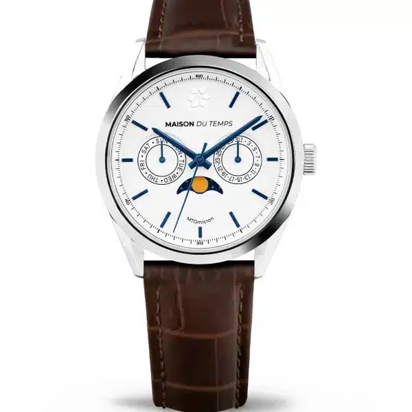 MTOmicron MoonPhase Blanc Cuir Marron