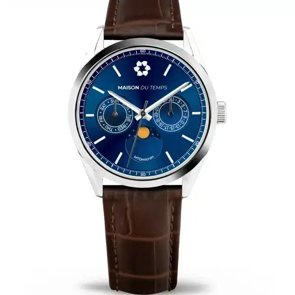 MTOmicron MoonPhase Bleu Cuir Marron