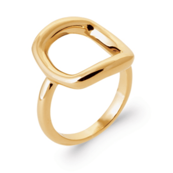 Bague de forme carré en plaqué or jaune 18 carats.