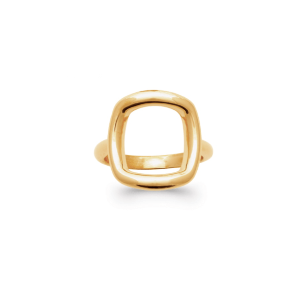 Bague de forme carré en plaqué or jaune 18 carats. – Image 2