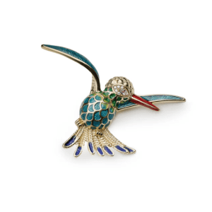 Broche en forme d'oiseau empierrée d'oxydes