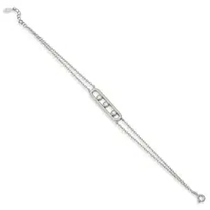 Bracelet avec motif central rectangulaire empierré