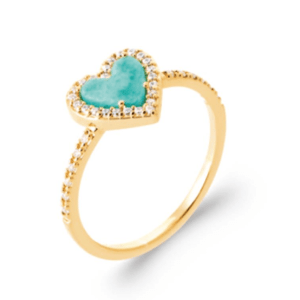 BAGUE PL-OR 750 3MIC AMAZONITE  ET OXYDES
